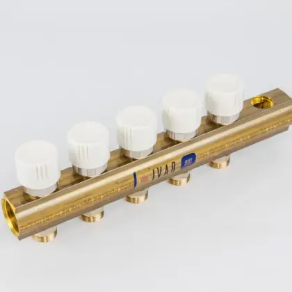 Begetube Verdeler voor CV messing Begetube 1" + 5 x M24 met ontluchting
