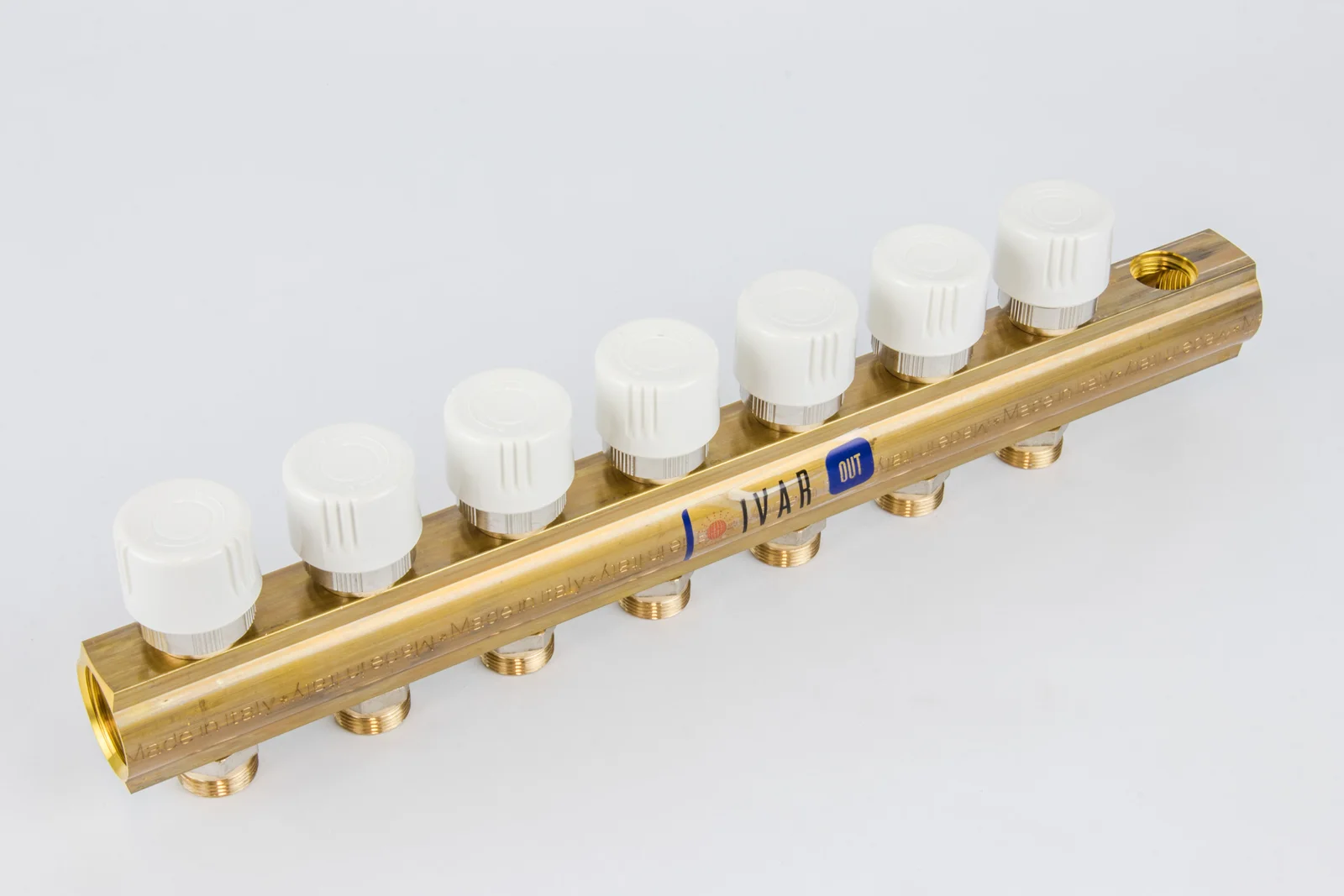 Begetube Verdeler voor CV messing Begetube 1" + 7 x M24 met ontluchting
