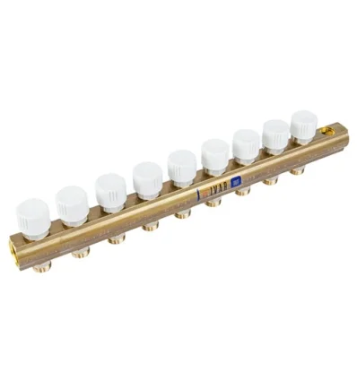Begetube Verdeler voor CV messing Begetube 1" + 9 x M24 met ontluchting