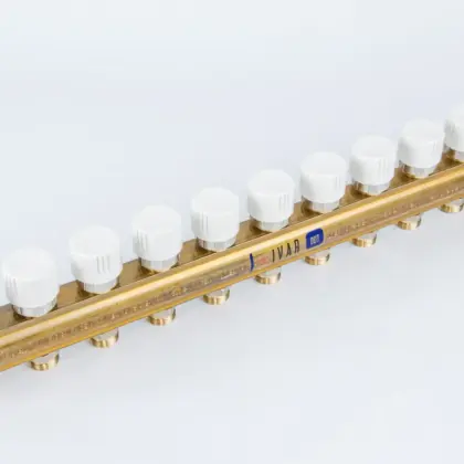 Begetube Verdeler voor CV messing Begetube 1" + 10 x M24 met ontluchting