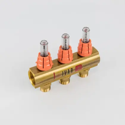 Begetube Verdeler voor CV messing Begetube 1" + 3 x M24 met debietmeter 203100003