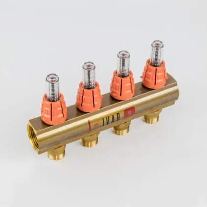 Begetube Verdeler voor CV messing Begetube 1" + 4 x M24 met debietmeter 203100004