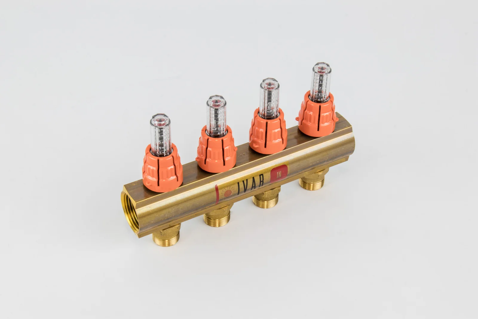 Begetube Verdeler voor CV messing Begetube 1" + 4 x M24 met debietmeter 203100004