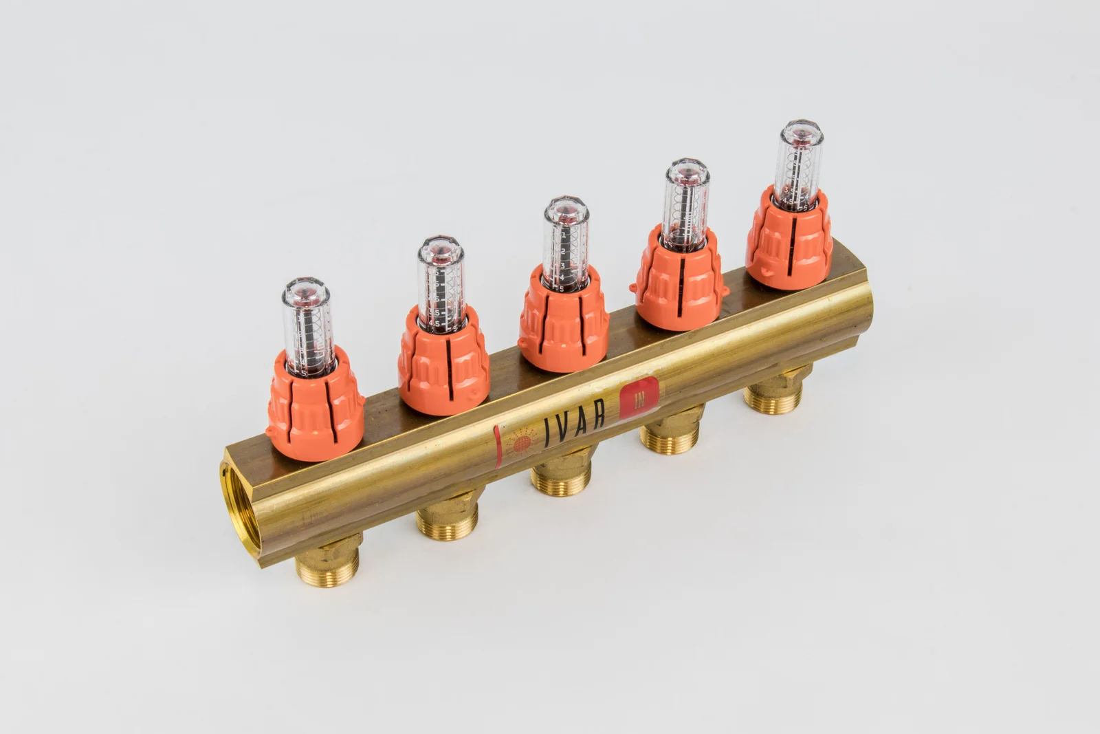 Begetube Verdeler voor CV messing Begetube 1" + 5 x M24 met debietmeter 203100005