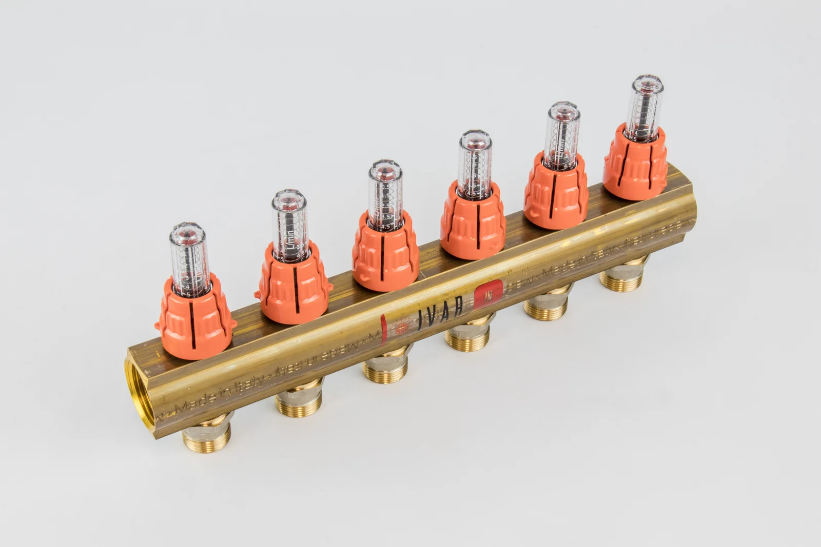 Begetube Verdeler voor CV messing Begetube 1" + 6 x M24 met debietmeter 203100006