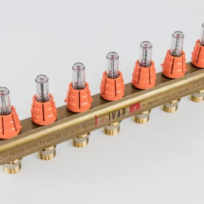 Begetube Verdeler voor CV messing Begetube 1" + 7 x M24 met debietmeter 203100007