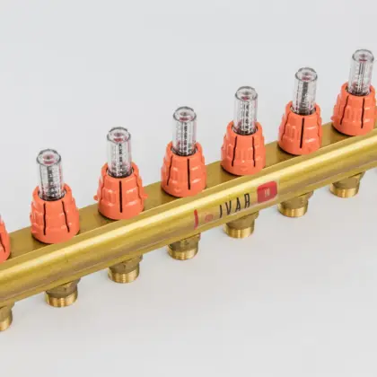 Begetube Verdeler voor CV messing Begetube 1" + 8 x M24 met debietmeter 203100008