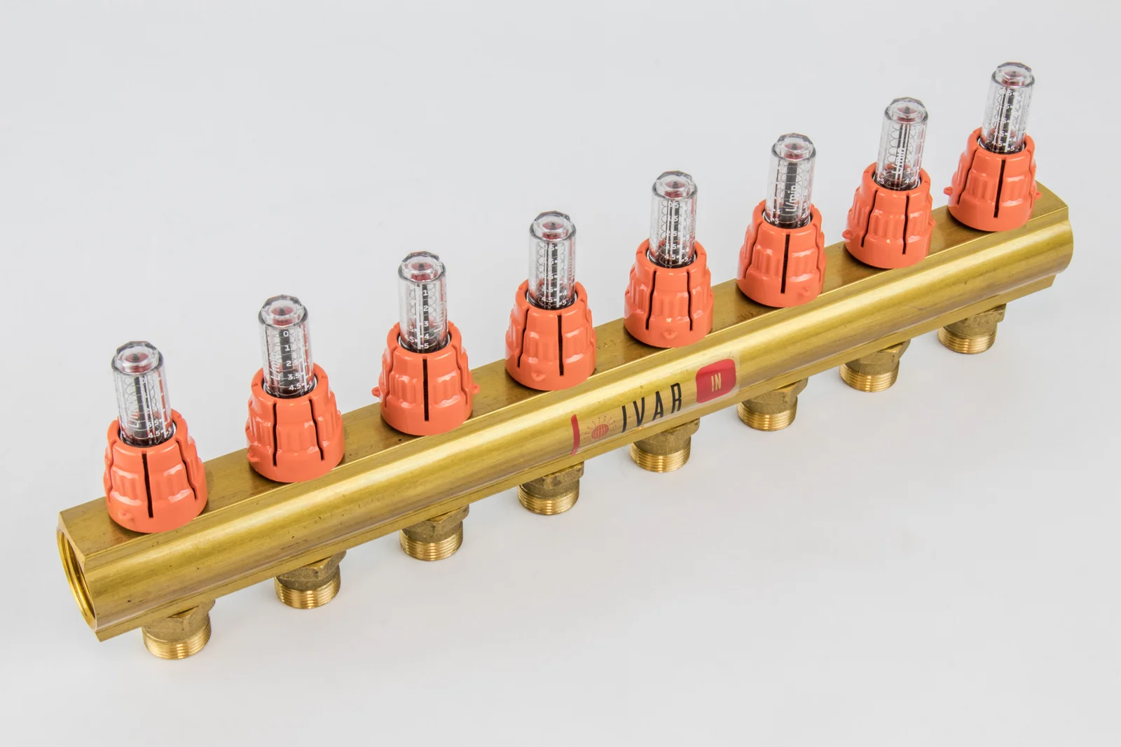 Begetube Verdeler voor CV messing Begetube 1" + 8 x M24 met debietmeter 203100008