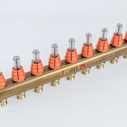 Begetube Verdeler voor CV messing Begetube 1" + 9 x M24 met debietmeter 203100009