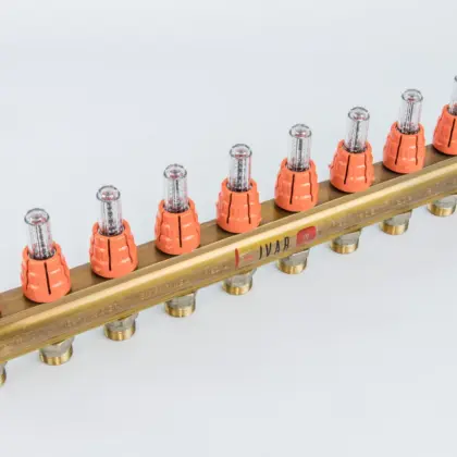 Begetube Verdeler voor CV messing Begetube 1" + 10 x M24 met debietmeter 203100010