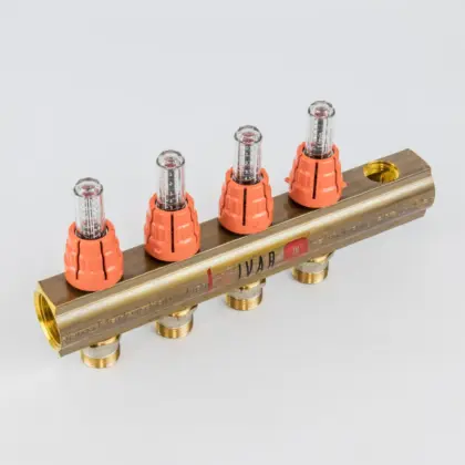 Begetube Verdeler voor CV messing Begetube 1" + 4 x M24 met ontluchting