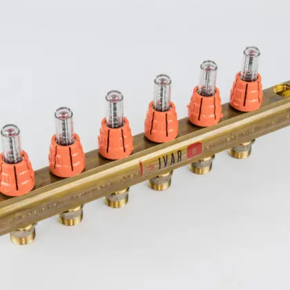 Begetube Verdeler voor CV messing Begetube 1" + 6 x M24 met ontluchting