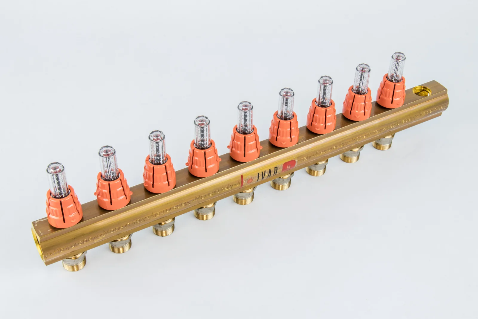 Begetube Verdeler voor CV messing Begetube 1" + 9 x M24 met ontluchting