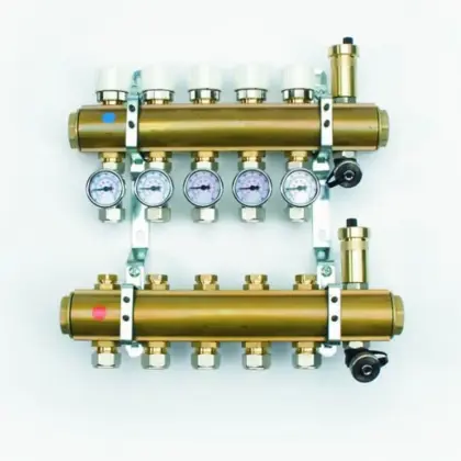 Begetube Collector voor vloerverwarming messing Begetube 5/4" + 16 x M24 met thermische stelaandrijving