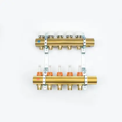Begetube Collector voor vloerverwarming messing Begetube 5/4" + 2 x M24 met doorstroommeter 210125902