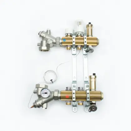 Begetube Collector voor vloerverwarming messing Begetube 1" + 8 x M24 met ontluchting 215100708