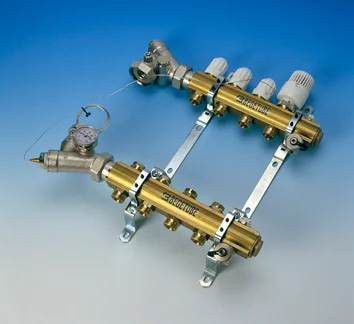 Begetube Collector voor vloerverwarming messing Begetube 1" + 2 x M24 215100902