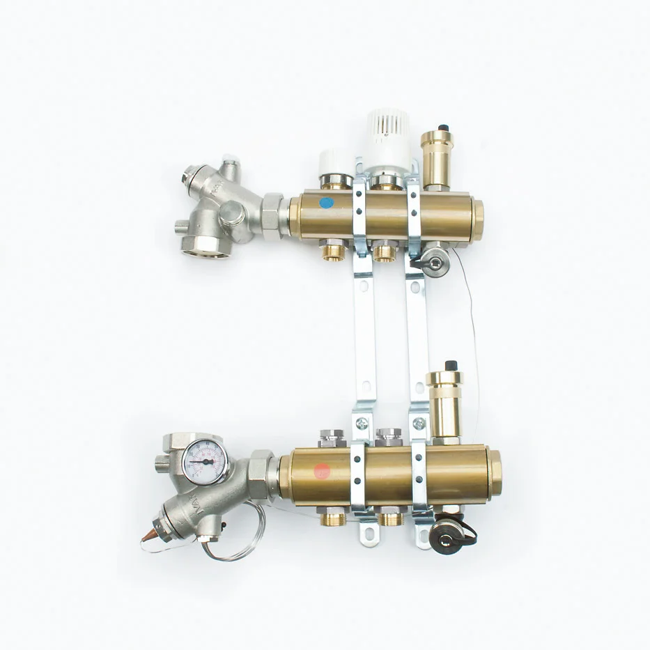 Begetube Collector voor vloerverwarming messing Begetube 5/4" + 1 x M24 met ontluchting 215120701