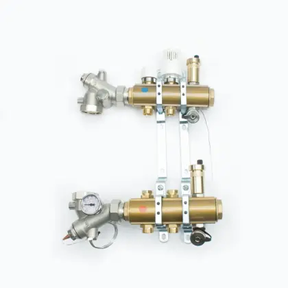 Begetube Collector voor vloerverwarming messing Begetube 5/4" + 11 x M24 met ontluchting 215120711