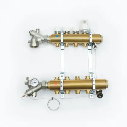 Begetube Collector voor vloerverwarming messing Begetube 5/4" + 4 x M24 met ontluchting 215120904
