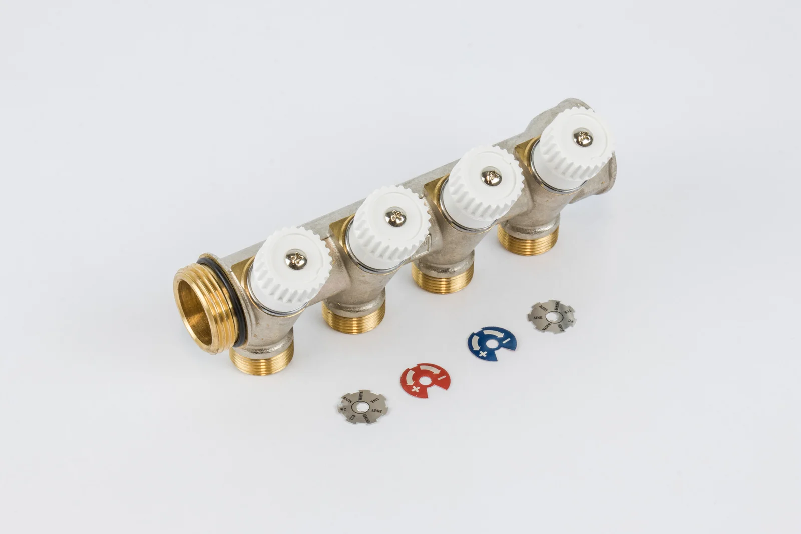 Begetube Verdeler voor CV messing Begetube 1" + 4 x M24 wit 224101904