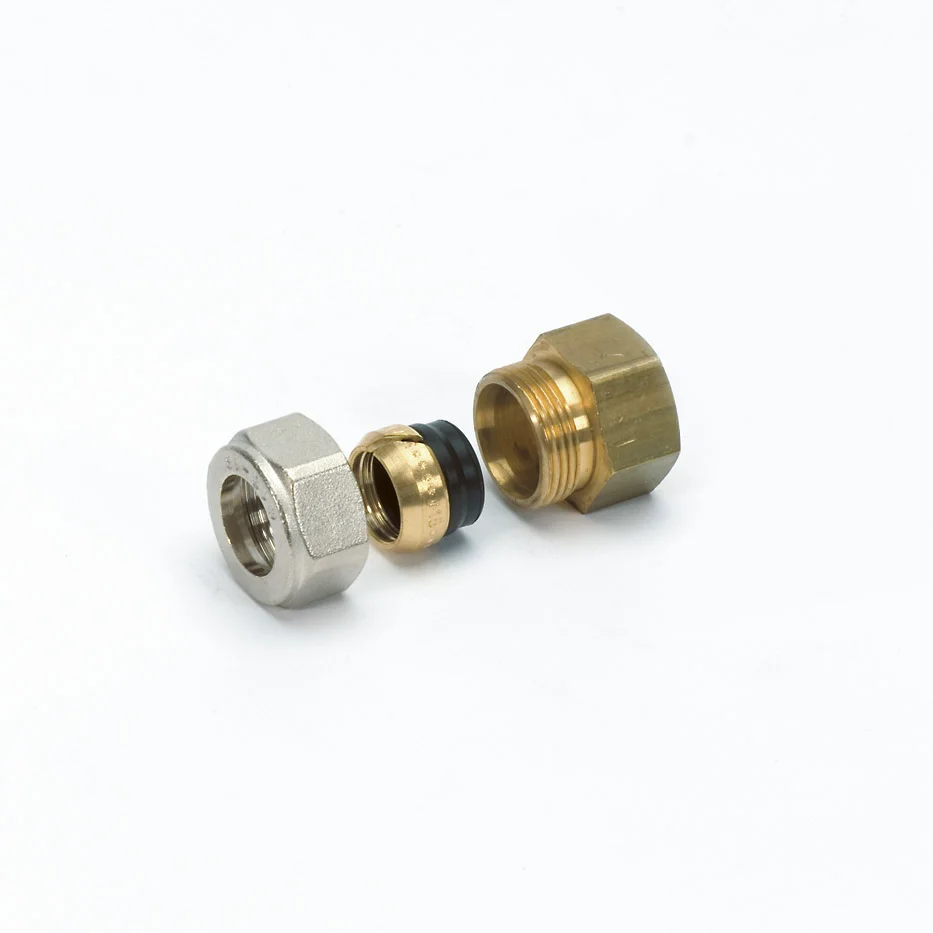 Begetube Knelovergangsstuk messing voor dunwandige metalen buis 14mm x 1/2" F verwarming Begetube 302012608