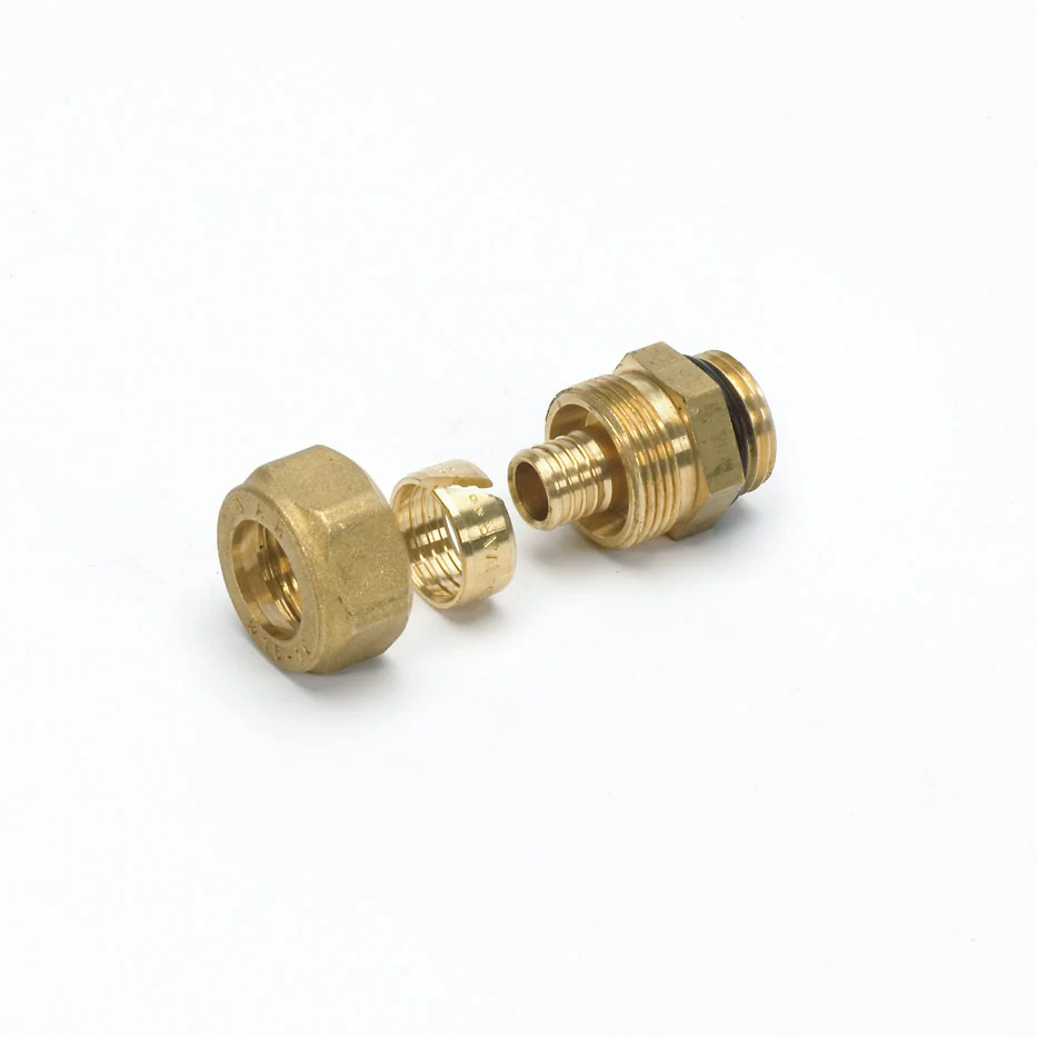 Begetube Knelovergangsstuk messing vaste insteekhuls voor VPE/VPX buis 25/3.5mm x 3/4" M verwarming Begetube 307010753