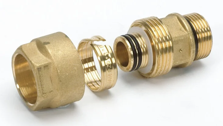 Begetube Knelovergangsstuk messing vaste insteekhuls voor VPE/VPX buis 25/3.5mm x 1" M verwarming Begetube 307011053