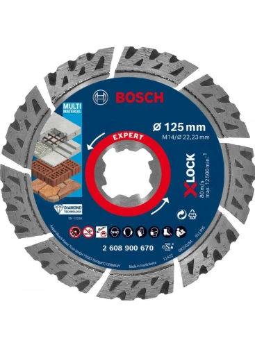 Bosch Expert X-Lock diamant slijpschijf Multi Material 125 x 22,23 x 2,4 x 12 mm 2608900670
