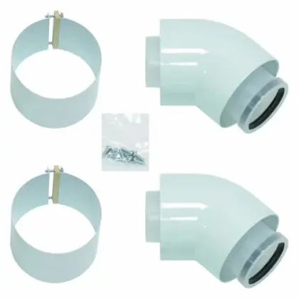 Bulex 0020257010 Bulex RGA concentrisch PP/Staal bocht 45° 60/100 mm - prijs per set van 2 stuks