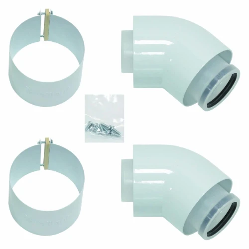 Bulex 0020257010 Bulex RGA concentrisch PP/Staal bocht 45° 60/100 mm - prijs per set van 2 stuks