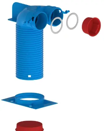 Hybalans+ ventielaansluitstuk haaks 2x75 mm blauw 40.047.03.53