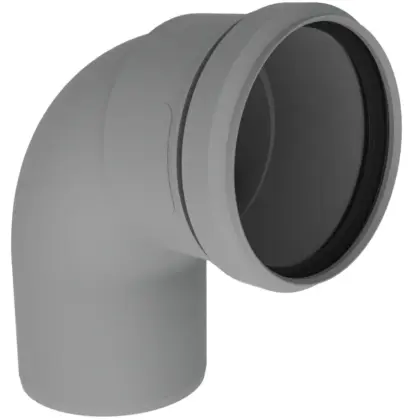 Burgerhout Enkelwandige rookgasbocht Burgerhout Twinline 90° 80mm/80mm kunststof met lipring 452 40.045.20.46