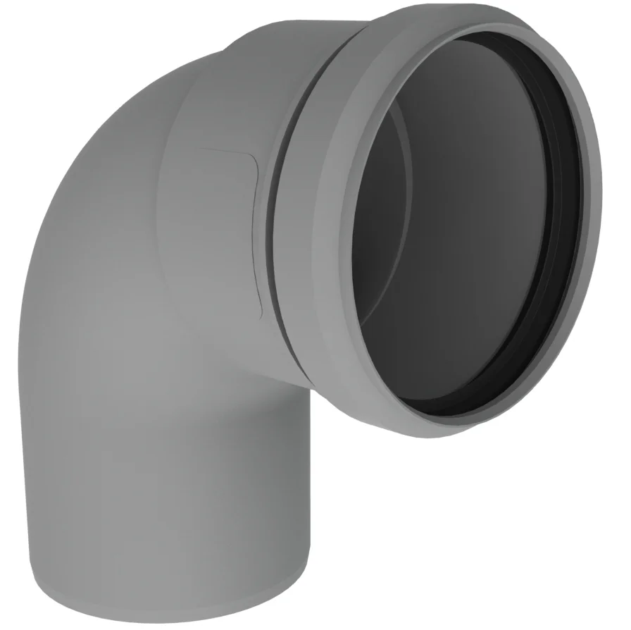 Burgerhout Enkelwandige rookgasbocht Burgerhout Twinline 90° 100mm/100mm kunststof 452 400452140