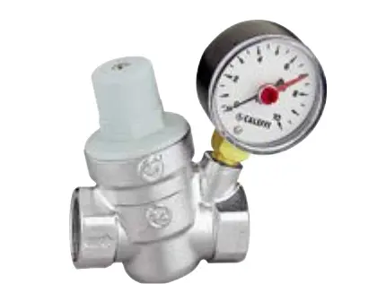 Caleffi 533251 Caleffi 533 drukregelaar FF 3/4 x 3/4 - 1-6 bar - met manometer - chroom