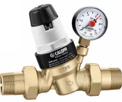 Caleffi 535051 Caleffi 535 drukregelaar FF 3/4 x 3/4 - 1-6 bar - met manometer - monoblok patroon - messing