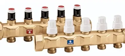 Caleffi 668745 Caleffi 668 collector met afsluiter en regelventiel 5/4 - 4 x EK3/4 - prijs per set