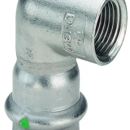 Caleffi Sanpress inox knie 90 met SC 22 x 1/2 Viega model 23142 roestvrij staal 437015