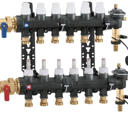Caleffi Collector voor vloerverwarming kunststof Caleffi 1" + 6 x 3/4" met ontluchting