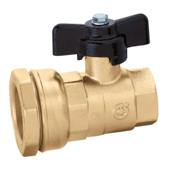 Caleffi Vlinderkraan met volle doorlaat DN 25mm x 1/2" F knel PN16 voor PE-buizen Caleffi DECA 871 871425