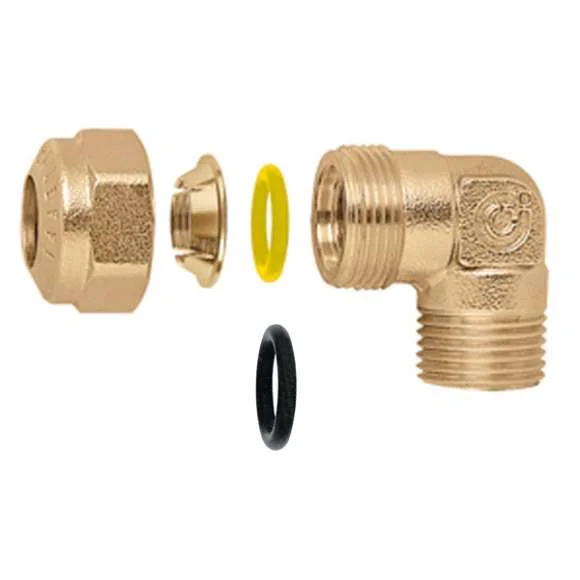 Caleffi Knelovergangsknie messing 14mm x 1/2" M (drink)water Caleffi 9057 905744