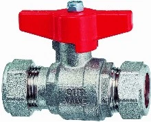 Cimberio CIM 309 bolkraan met vlindergreep (rood) en knelkoppelingen 15 x 15 mm 309/15