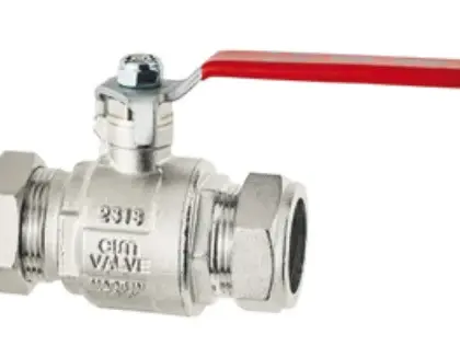 Cimberio Dubbele kogelkraan T12 22x22 handgreep RVS voor koperen leidingen CW617N DW cimberio 209M-5022