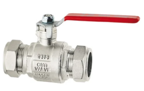 Cimberio Dubbele kogelkraan T12 22x22 handgreep RVS voor koperen leidingen CW617N DW cimberio 209M-5022
