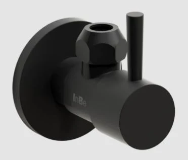 Clou InBe design haakse hoekstopkraan 1/2 x 10 mm - rond - zwart mat IB/06.45001.21