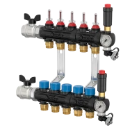 Comap Biofloor 9100 voorgemonteerde vloerverwarmingscollector in kunststof 4/4 - 11 x EK3/4 - met kraanwerk en debietmeters C321321001