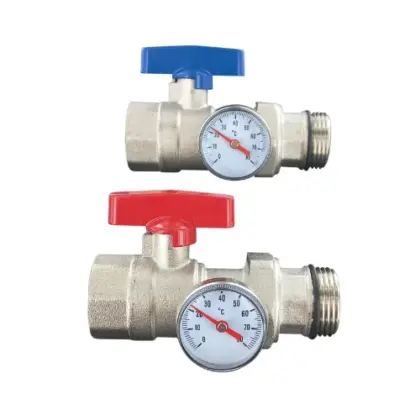 Comap CP311009011 Comap UFH V9021 bolkranenset met thermometer 4/4 x 4/4 (blauw/rood) - prijs per set