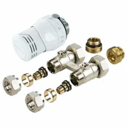 Comap RK100100 Comap 9169FEM aansluitset voor ventielradiatoren vloeraansluiting Senso28 thermostaatknop en koppelingen M22x16/2 alu