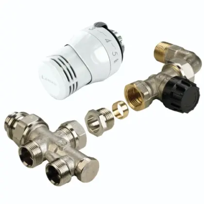 Comap RK8096045 Comap 432TL thermostatiseerbare driewegset 50% vloeraansluiting met recht ventiel met bocht 1/2 x M22 met Senso28 thermostaatknop