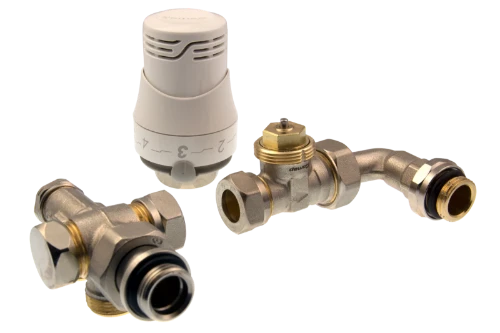 Comap 532LTL thermostatiseerbare driewegset 100% muuraansluiting met recht ventiel met bocht 1/2 x M22 - inclusief Senso thermostaatknop RK8597242